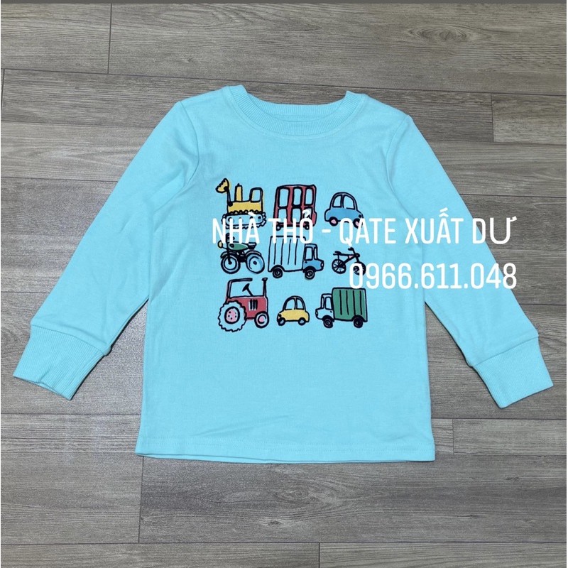 ÁO PHÔNG DÀI TAY XUẤT XỊN HOẠ TIẾT SỌC VÀ OTO CHO BÉ TRAI size 12/18M