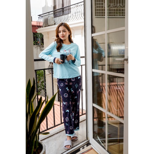 [CHÍNH HÃNG] Bộ đồ mặc nhà cotton cao cấp Winny đẹp, dễ thương - SET thu đông quần dài áo dài tay trẻ trung | BigBuy360 - bigbuy360.vn