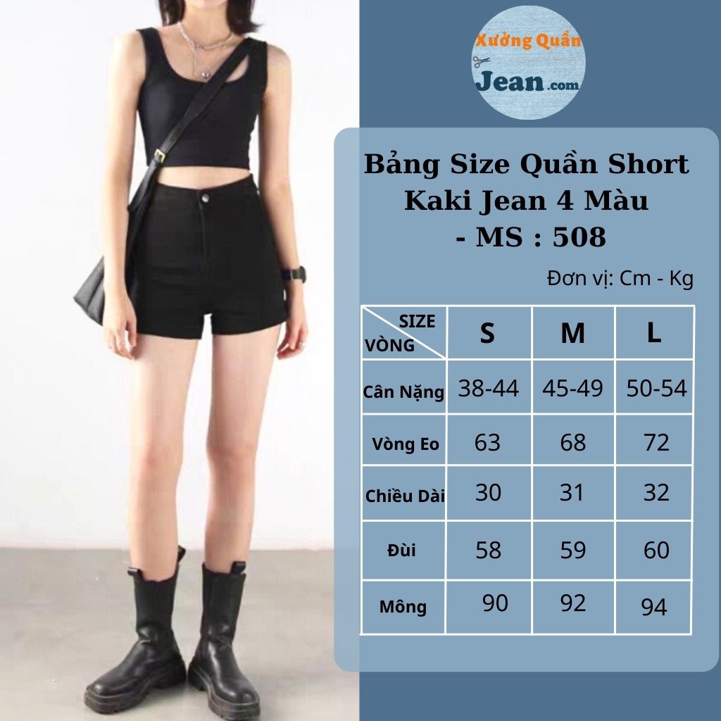 Quần Short Jean Nữ Lưng Cao Dáng Ôm 4 Màu Chất Kaki Jean Siêu Co Giãn Phong Cách Hàn Quốc - 508