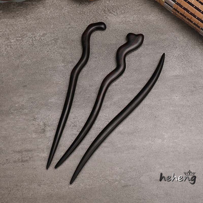 Trâm Cài Tóc Bằng Gỗ Đàn Hương Đen Khắc Họa Tiết Phong Cách Trung Hoa Cổ Điển