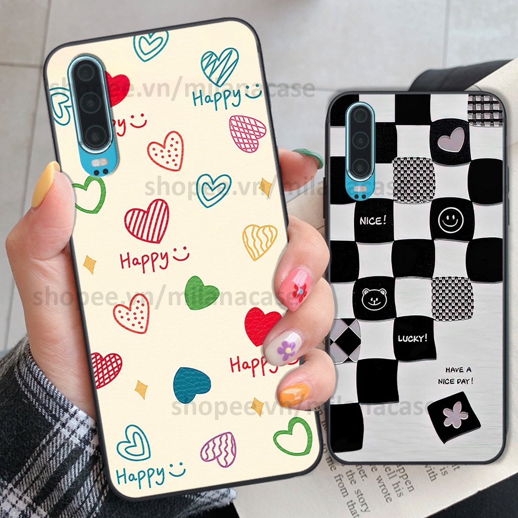 Ốp Huawei P30 / P30 Pro in hình caro trái tim siêu đẹp, siêu nét đầy phong cách cá tính