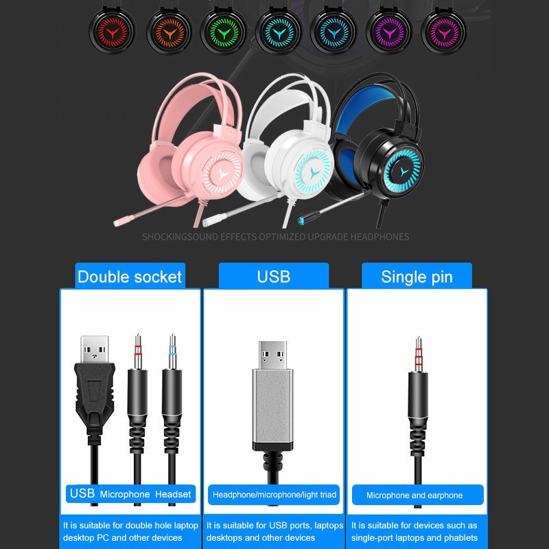 Tai Nghe Game Chụp Tai Chơi Có Đèn Led ADP58 / Có Mic, Kiểu Dáng Thời Trang Dành Cho Pc / Laptop