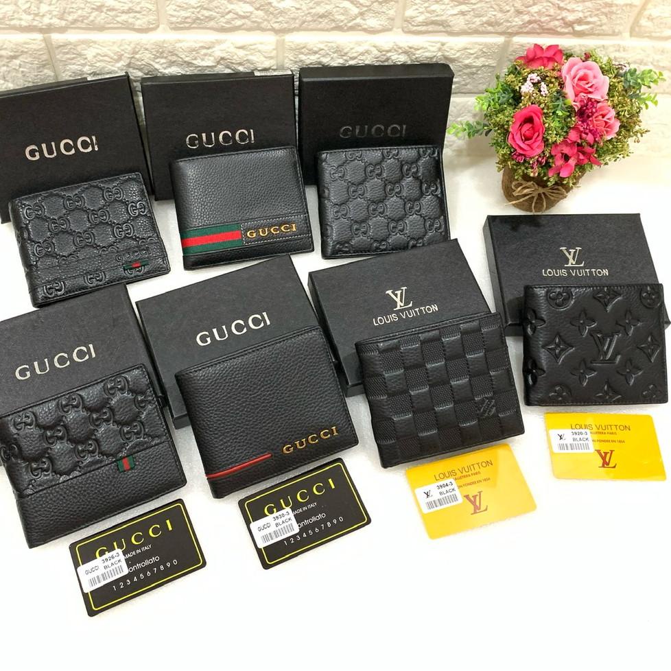 Ví Da Bò Gucci Dáng Ngắn Gập Đôi Thời Trang Cao Cấp Cho Nam