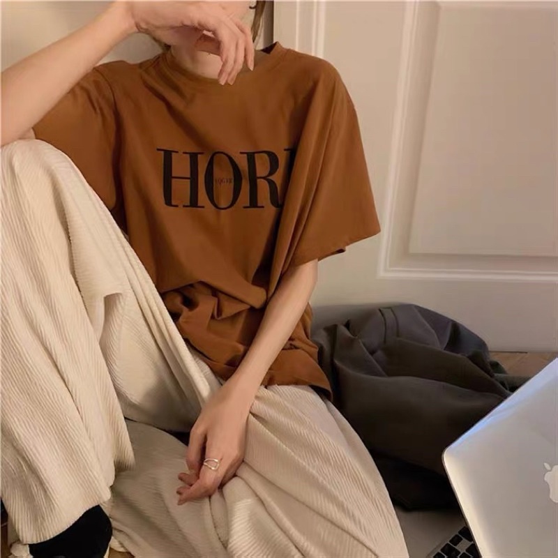 Áo phông 3158, áo thun tay lỡ form rộng chất cotton in hình HORE