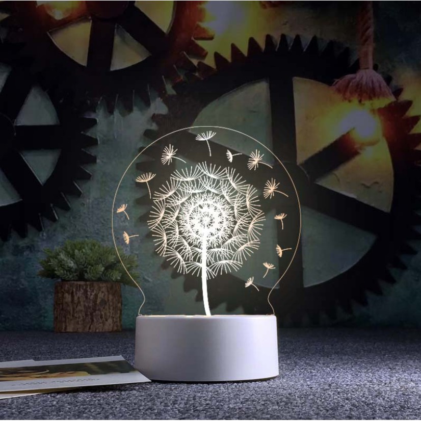 Đèn led 3D trang trí để bàn, đèn ngủ: Mẫu Hoa bồ công anh