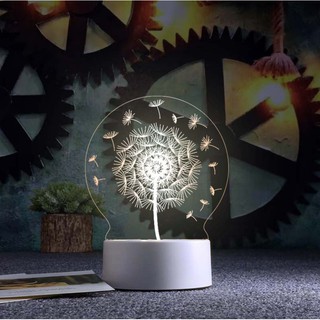 Đèn led 3D trang trí để bàn, đèn ngủ: Mẫu Hoa bồ công anh