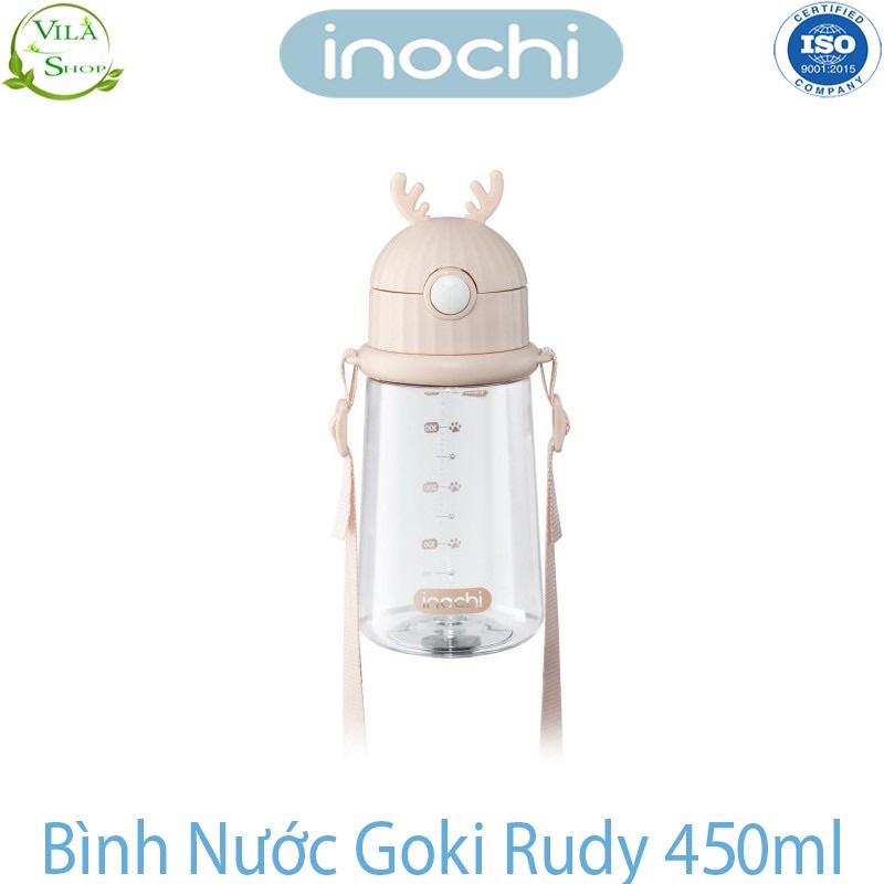 Bình Nước Cho Bé, Bình Nước Cao Cấp Chính Hãng Goki Rudy 450ml Inochi Đạt Tiêu Chuẩn Xuất Nhật Eu - Ống Hút Chống Tràn