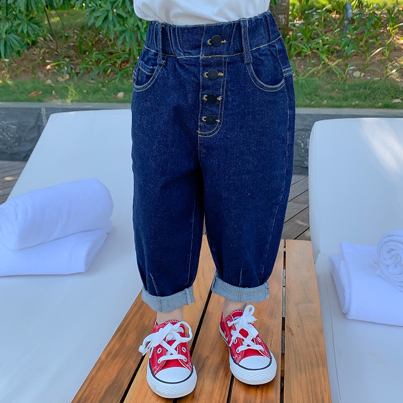 QG269 - Quần jean baggy cho bé 4 cúc sz 90-140, quần jean dài bé gái hè 2022