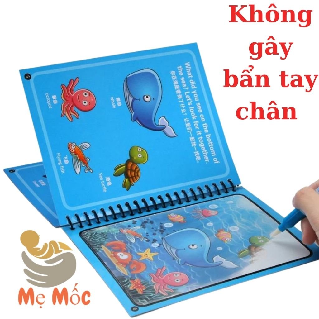 Tranh Tô Màu Nước Ma Thuật Cho Bé Nhiều Chủ Đề, Tái Sử Dụng  Nhiều Lần Tặng Kèm Bút Cho Bé Shop Mẹ Mốc ,TMT