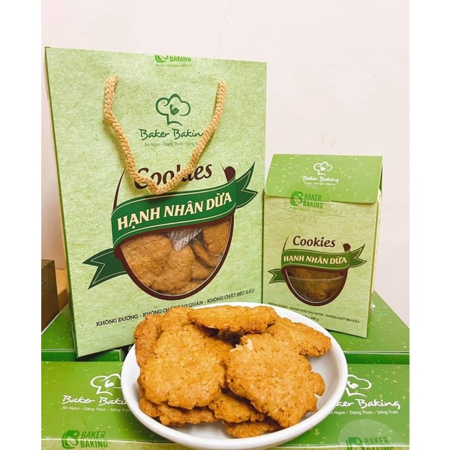 Bánh cookies hạnh nhân dừa giảm cân ăn kiêng healthy ít ngọt Bánh quy Baker Baking