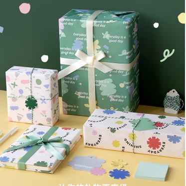 Giấy gói quà bộ 3 tấm hoạ tiết dễ thương Rosy posy size 70x50cm | BDG003