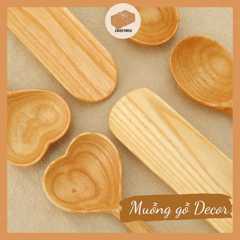 Muỗng Gỗ Tần Bì Decor - Thìa Gỗ Trang Trí Chụp Hình Múc Gia Vị Hình Dáng Độc Đáo