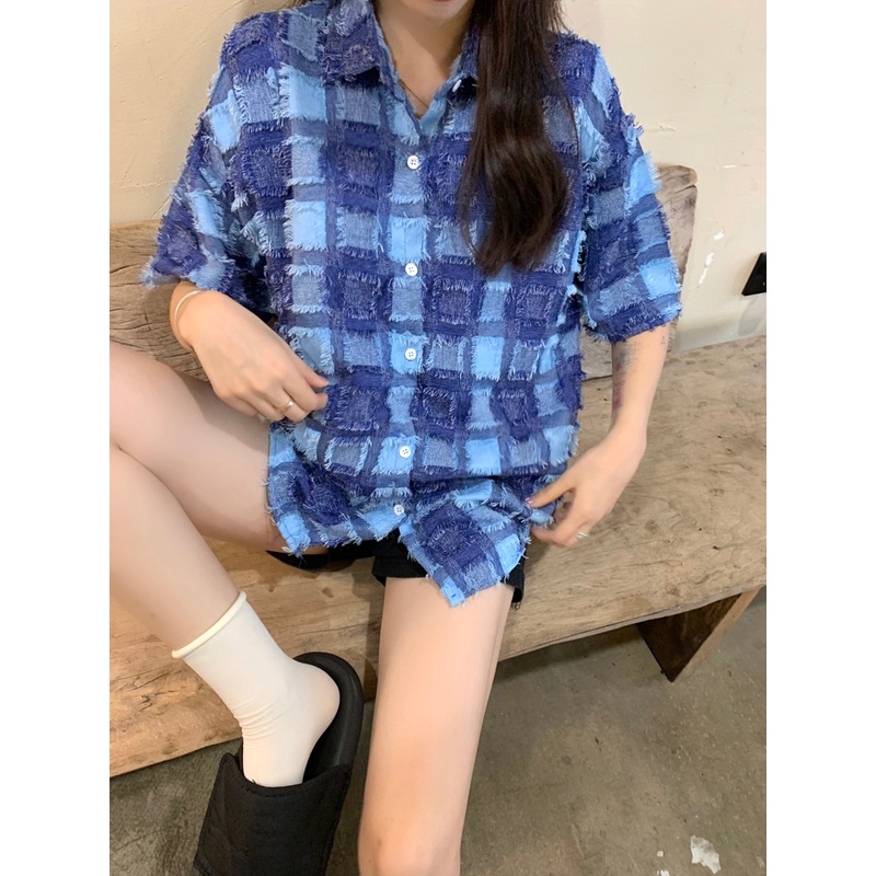 Áo Sơ Mi Dáng Rộng Họa Tiết Kẻ Sọc Thiết Kế Mới Thời Trang Mùa Hè Dành Cho Nữ