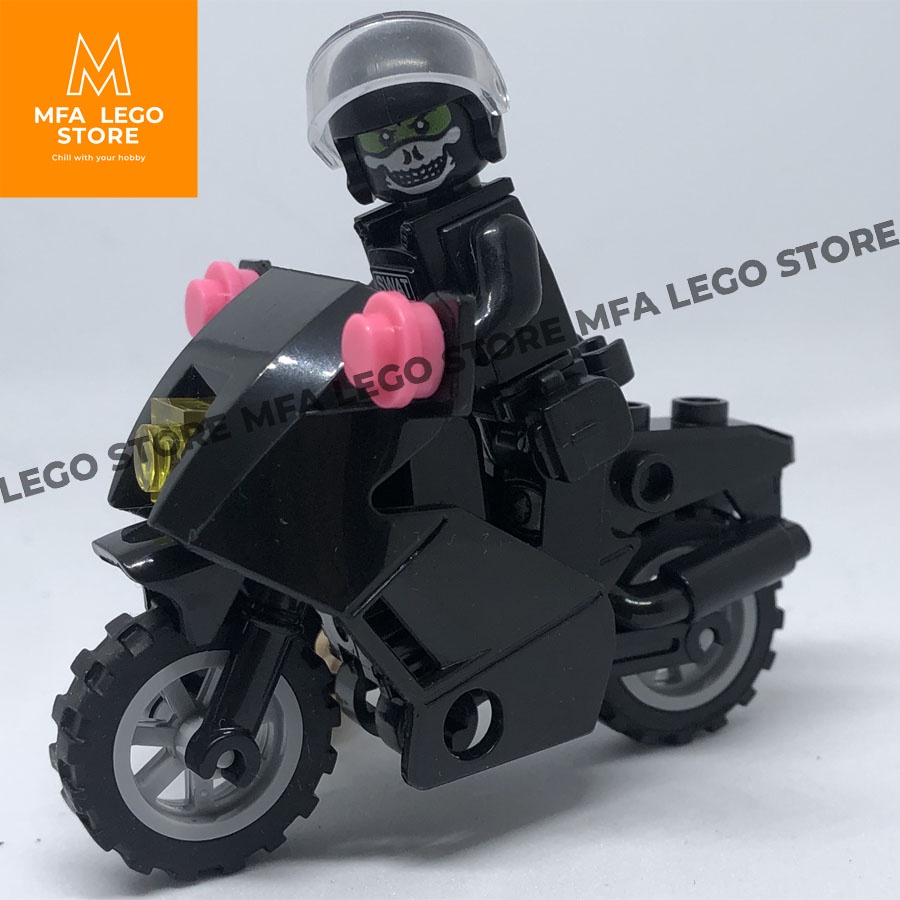 Đồ chơi lắp ráp swat army , mô hình lắp ghép quân sự - Xe moto cảnh sát