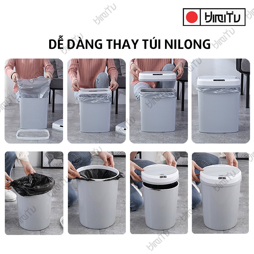 Thùng rác THÔNG MINH Himitu CHÍNH HÃNG Pro Max Plus đá chân tự động mở đóng nắp cực nhạy HIỆN ĐẠI NHẤT 2022 sọt rác