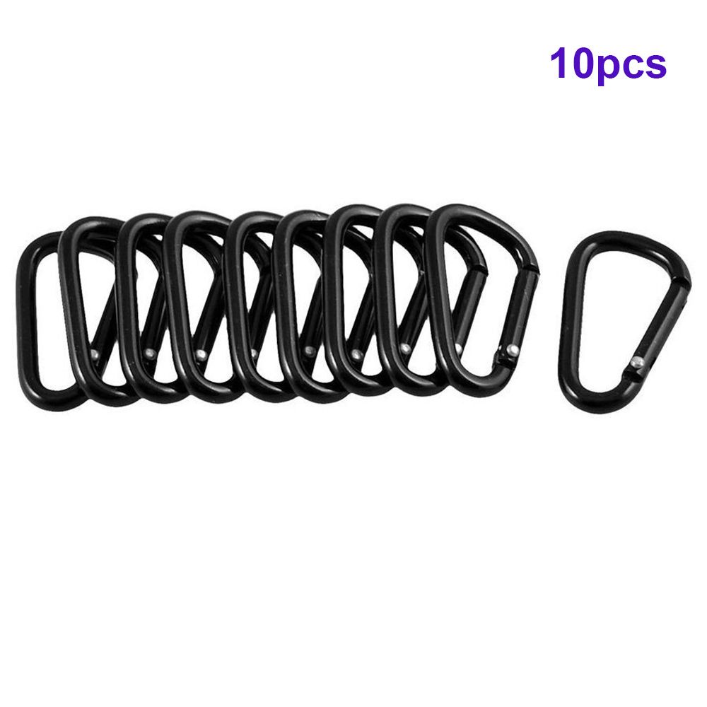 Set 10 Móc Khóa Chữ D Bằng Hợp Kim Nhôm Màu Đen Đa Năng Tiện Dụng
