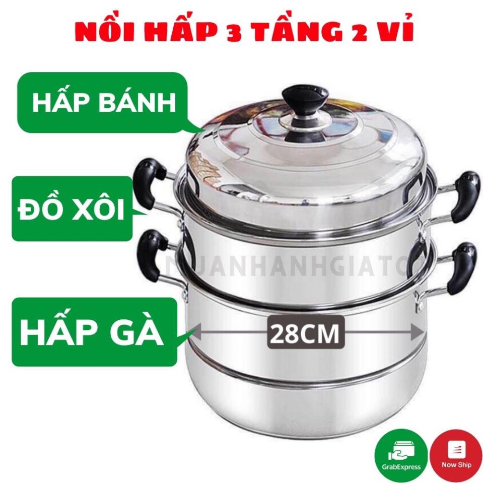 Nồi hấp inox đa năng 3 tầng 28cm tiện lợi cho nhà bếp hàng loại 1
