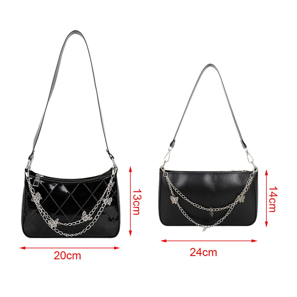 Túi Xách Da PU Họa Tiết Bướm Dập Nổi Phối Dây Xích Đa Năng Thời Trang Cho Nữ