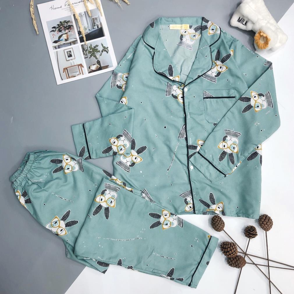 Bộ ngủ pijama lụa kate thái áo dài quần dài bộ mặc nhà Hanz.vn mềm mại dễ thương H1NN đẹp