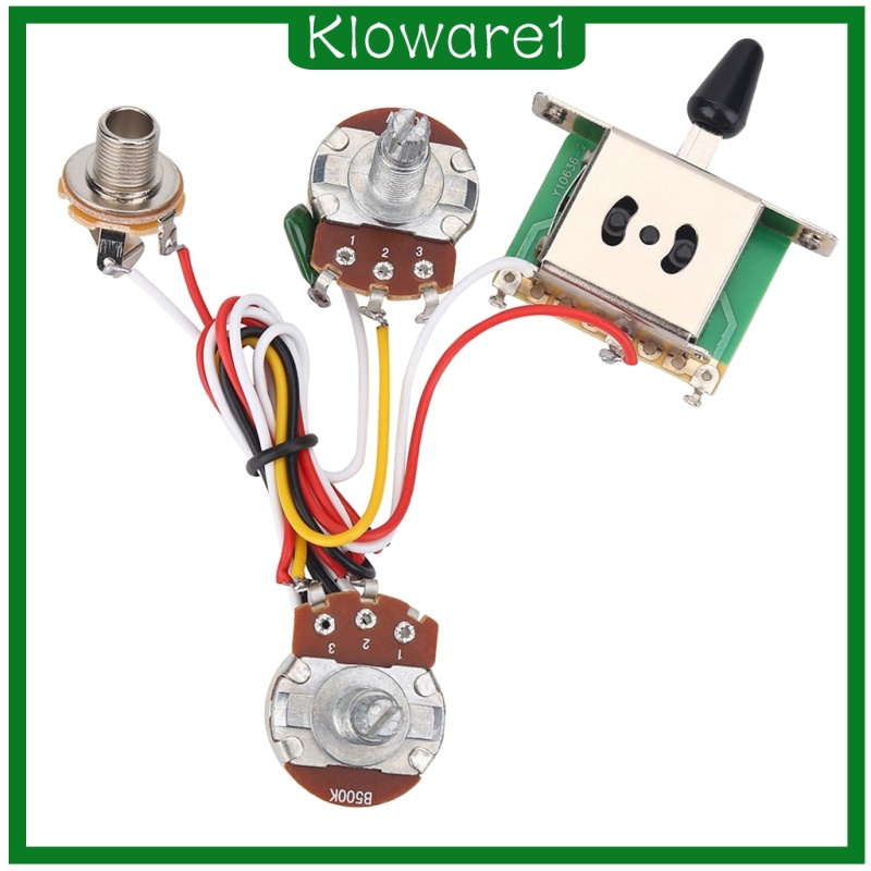 [KLOWARE1]Guitar Wiring Harness 3 Way Toggle Switch 1V1T 500K Pot for Electric Guitars