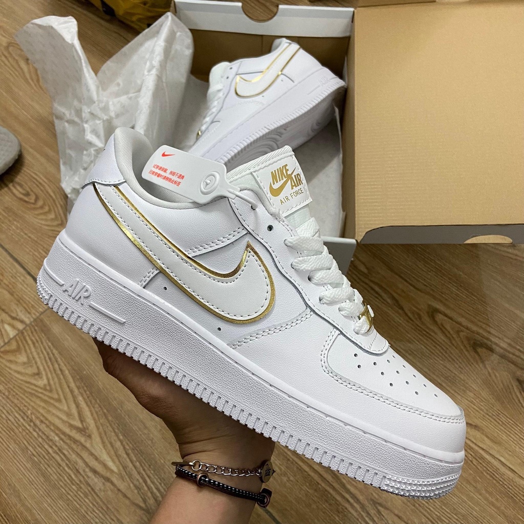 Giày_nike trắng full viền vàng, giày af1 trắng viền vàng hàng cao cấp full size, full bill box