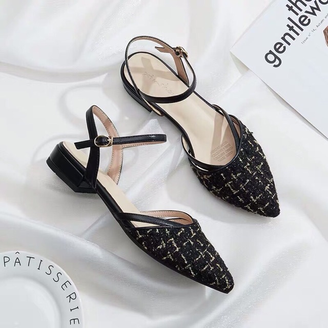 Sandal quai hậu vải dạ kim tuyến