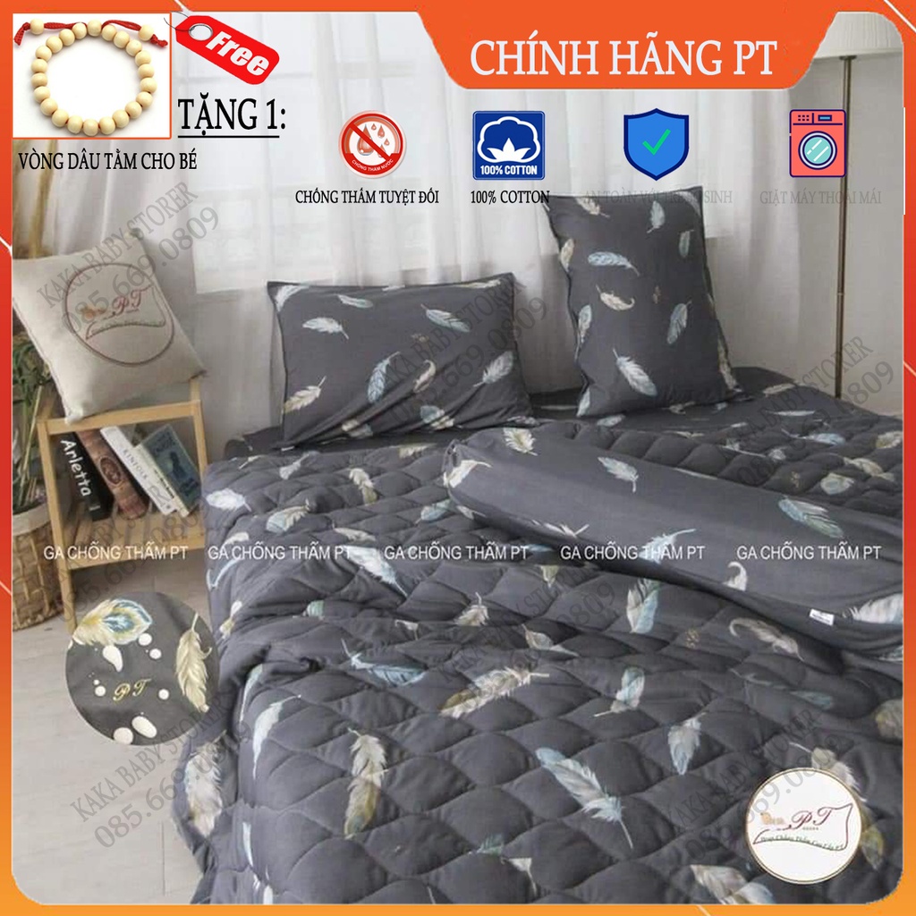 Ga chống thấm cao cấp, chất liệu 100% cotton an toàn với làn da em bé, drap chống thấm PT chính hãng (mẫu lông vũ)