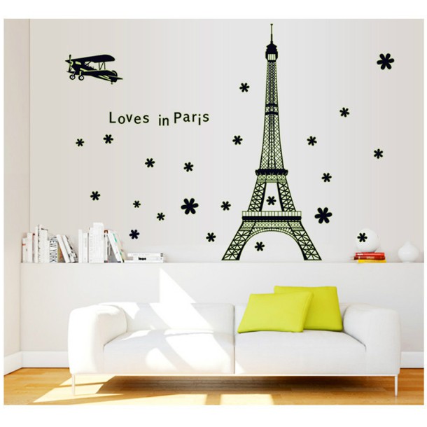 Decal trang trí tường - Tháp Love In Paris DẠ QUANG