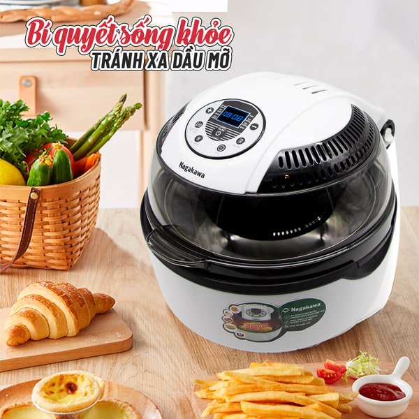 COMBO Nồi chiên không dầu cao cấp NAG3303 (9L) và bình thủy điện inox 304 NAG0404 Nagakawa