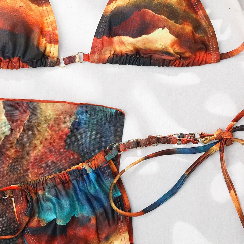 In Bikini Mỏng Trang phục đi biển Sexy Bộ đồ tắm Ngực nhỏ Che phủ Bộ đồ bơi Bọc kín Bộ đồ tắm có nắp che