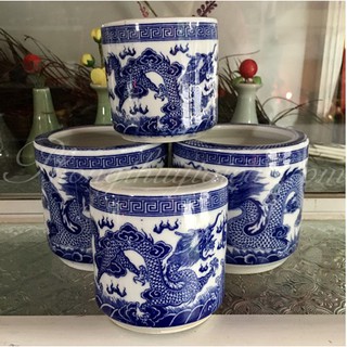 Lư hương Rồng xanh Mẫu Trụ (Cao 8cm, 9cm, 11cm, 14cm, 15cm)- Men thờ cúng