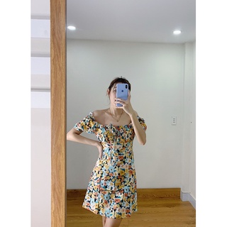 ĐẦM HOA CỔ VUÔNG 159k