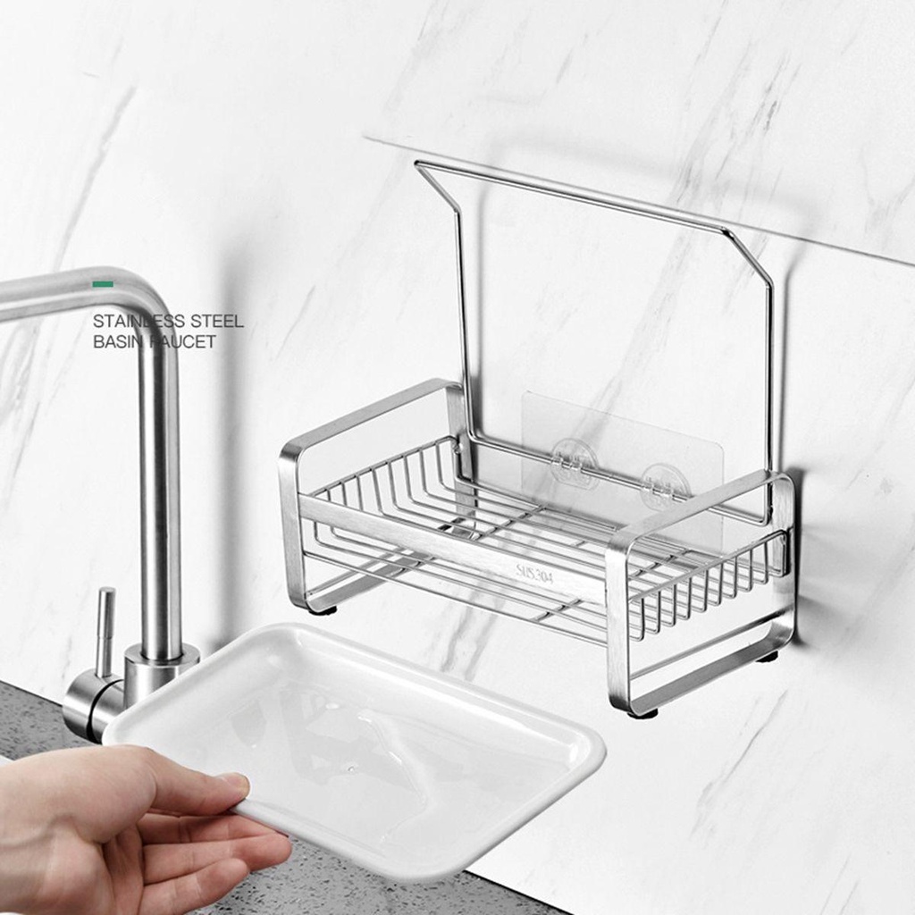 AUGUSTINA Giá Đỡ Phơi Khô Bọt Biển Rửa Chén Bằng Thép Không Gỉ Đa Năng