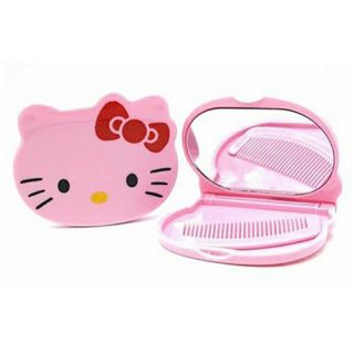 Combo Gương cầm tay mini kèm lược Kitty