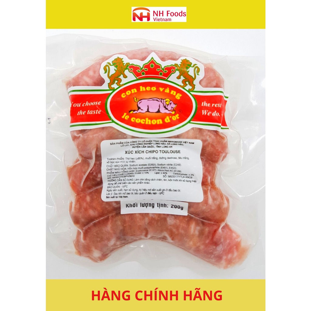 Xúc xích tươi Toulouse Con Heo Vàng 200g