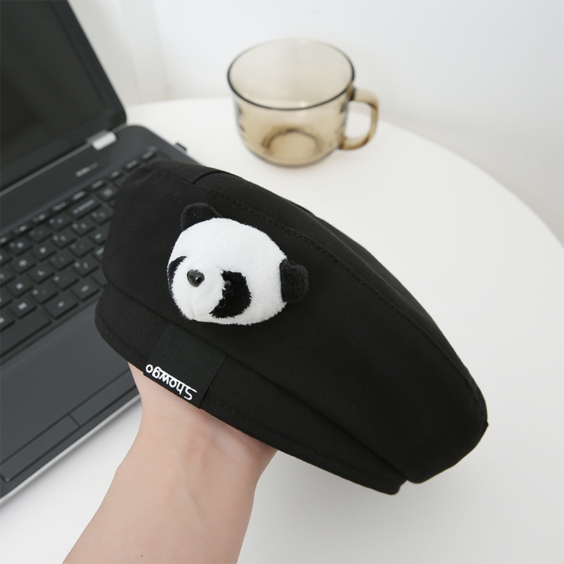Mũ Beret Vải Satin In Chữ Và Gấu Hoạt Hình Phong Cách Hàn Quốc Dễ Phối Đồ Thời Trang Xuân Hè Cho Nữ