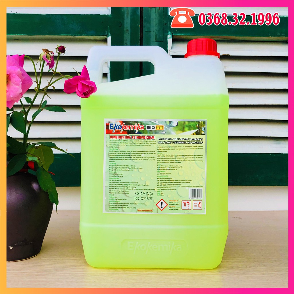 Dung Dịch Rửa Xe Không Chạm, Nước Rửa Xe Ô tô, Xe Máy Ekokemika Bio 25-5L SIÊU SẠCH, SIÊU BÓNG BẢO VỆ SƠN XE Bio 25 - 5L