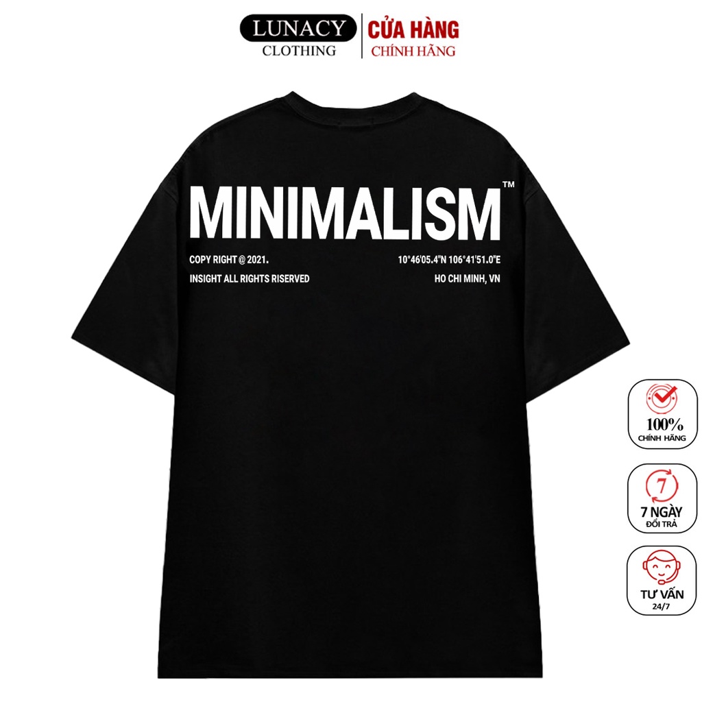Áo thun tay lỡ MINIMALISM phông Unisex nam nữ Cotton oversize form rộng LUNACY TB030