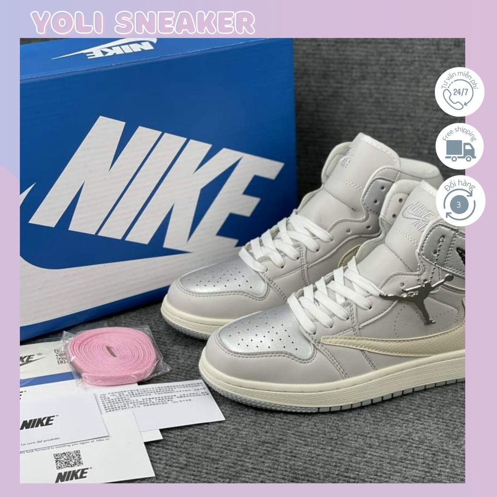 Giày Jordan Bạc Móc Ngược Cổ Cao Bản1:1 , Giày Thể Thao Sneaker Nam Nữ JD