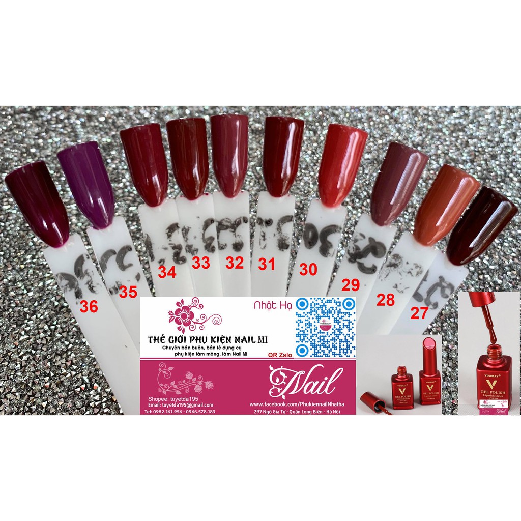 Sét Sơn Gel Vinimay 36 Gam Màu Đỏ Đẹp Quyến Rũ ( Tặng Bảng Màu)