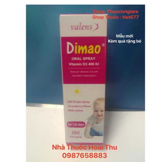 [ Mẫu mới, Kèm quà tặng ] Dimao Vitamin D3 400 IU - Dạng xịt ( Chính hãng / Hạn SD 2022 )