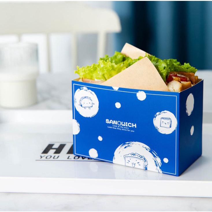 Set 5 hộp giấy đựng bánh mì sandwich đáng yêu