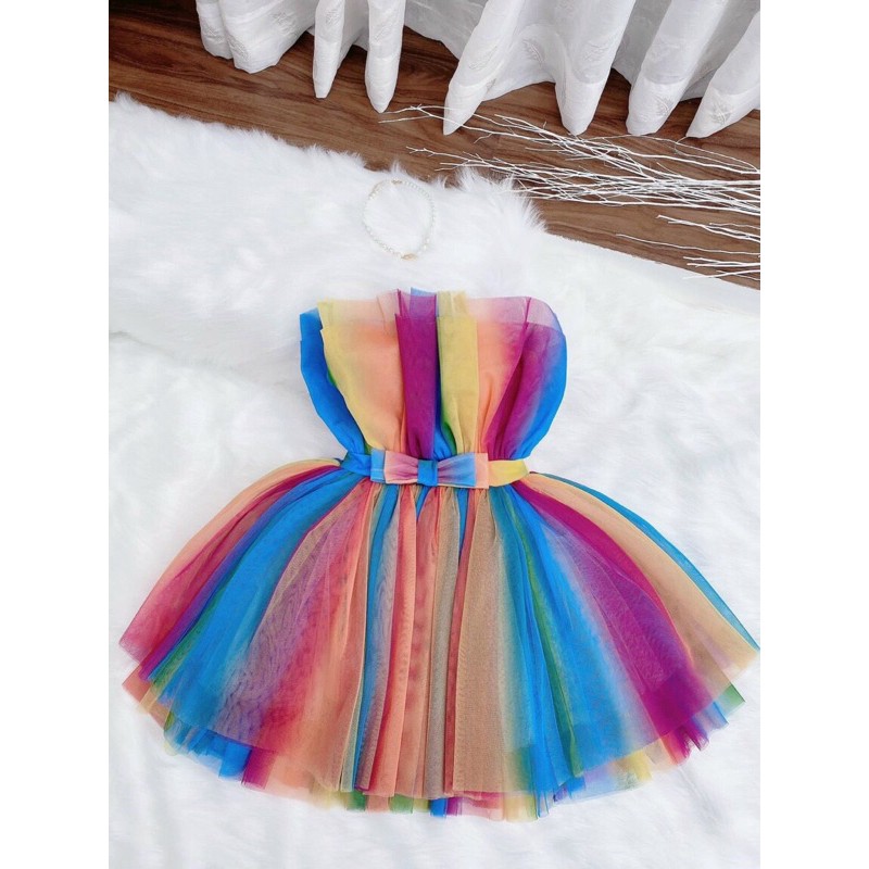 đầm cúp phối màu eo nơ