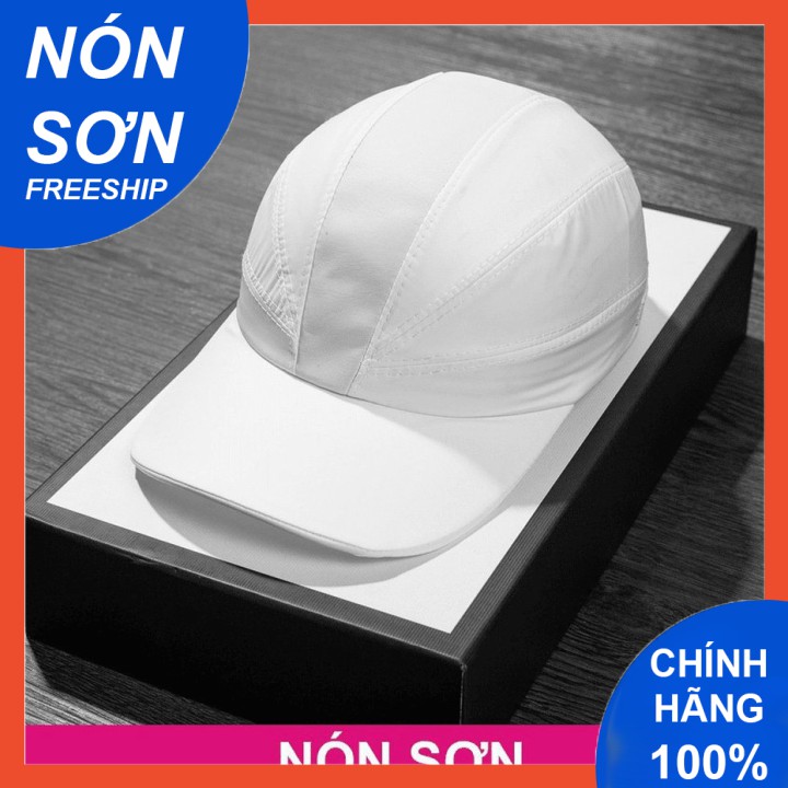 Mũ Lưỡi Trai Nón Sơn Vải Dù Trắng Phối Da Dài Không Chóp Chính Hãng Hàng Chuẩn Tem 7 Màu Thời Trang Cao Cấp Mới 20