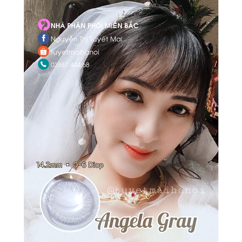 [ Ảnh Thật ] Lens Cận Màu Xám Tự Nhiên Siêu Êm Siêu Mềm Angela Gray 14.2mm - Kính Áp Tròng Hàn Quốc Vassen Sexy Me