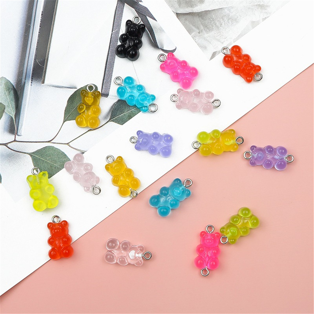 Set 10 Mặt Dây Chuyền Bằng Nhựa Hình Kẹo Dẻo Gấu
