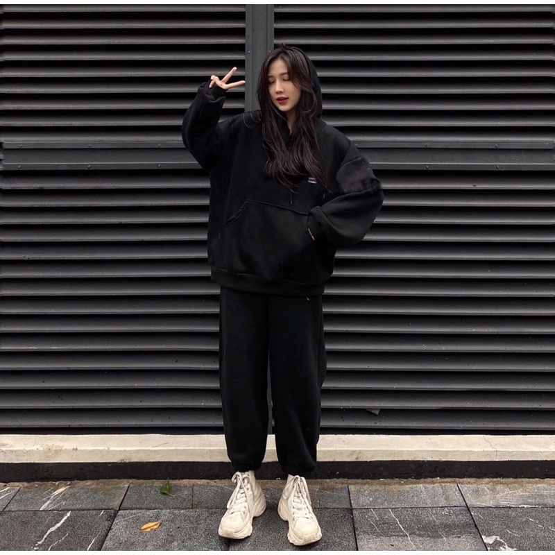 Bộ nỉ Hoodie thêu chữ INDENPENT [FREESHIP] Set nỉ bông quần jogger áo hoodie dài tay form rộng | BigBuy360 - bigbuy360.vn