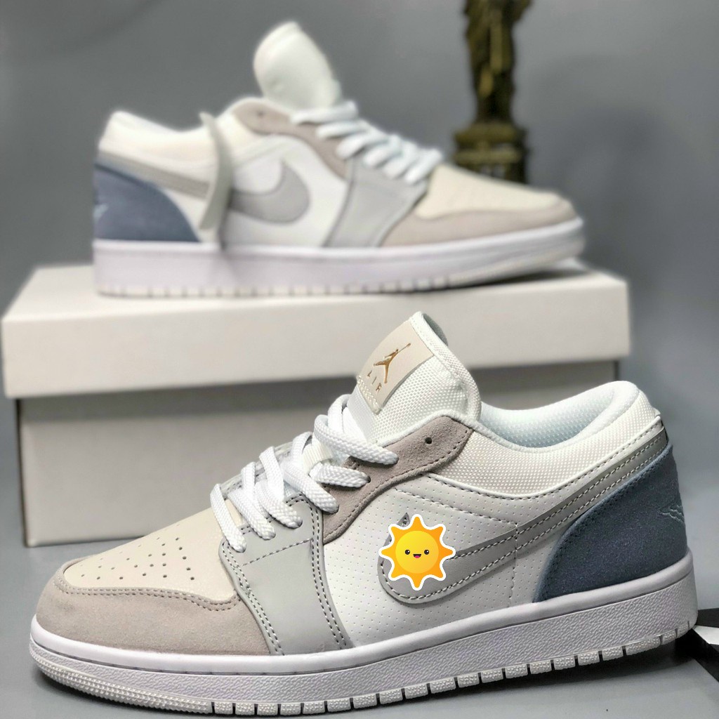 Giày thể thao Jordan 1 xám xanh cổ thấp  Giày Jodan xám xanh paris nam nữ cao cấp Full Box Bill