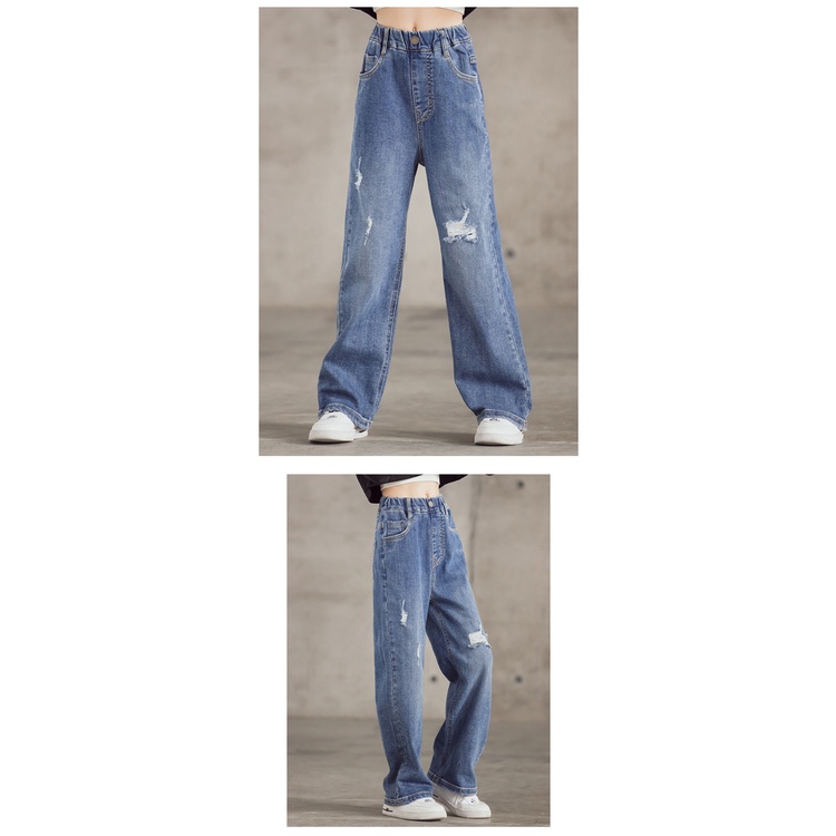 Quần jean IQ ANGEL ống rộng phong cách phương Tây thời trang xuân thu cho bé gái