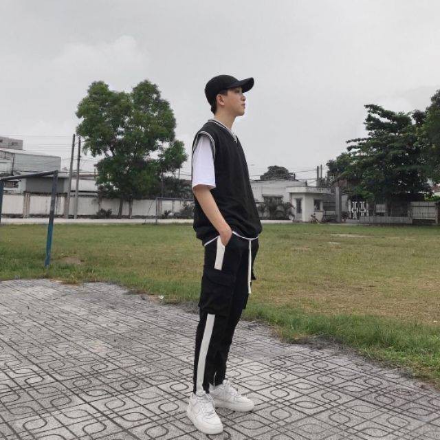 Áo gile nam phối viền form rộng (Có bigsize 2XL) - Men's gile with border